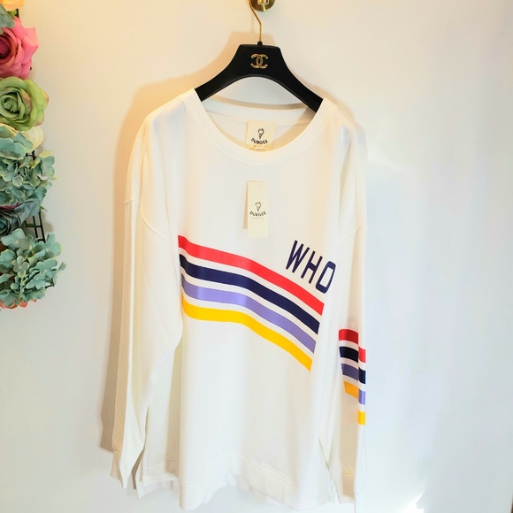 DUBGEE NWT White Graphic Print Pullover Sweater - Picture 12 of 13